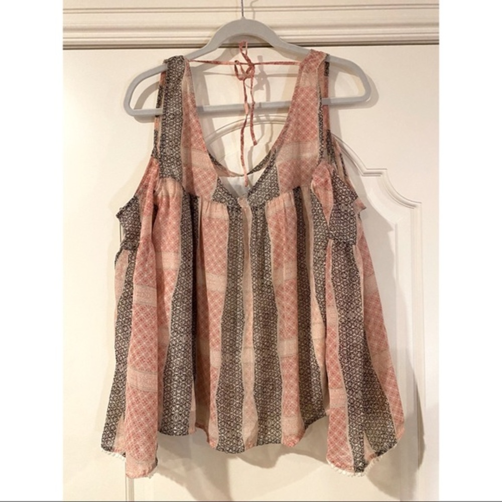 A&F PINK/BLACK OFF‎ THE SHOULDER BLOUSE | SZ M